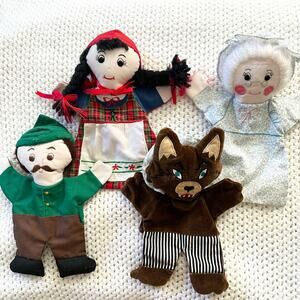Rosalina Vintage Soft Plush Little Red Riding Hood Grandma Wolf Huntsman Puppets